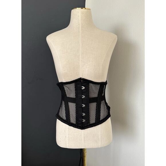 Alter Ego Lace Up Black Corset Waist Undercut Trainer Boned Mesh - Picture 2 of 11